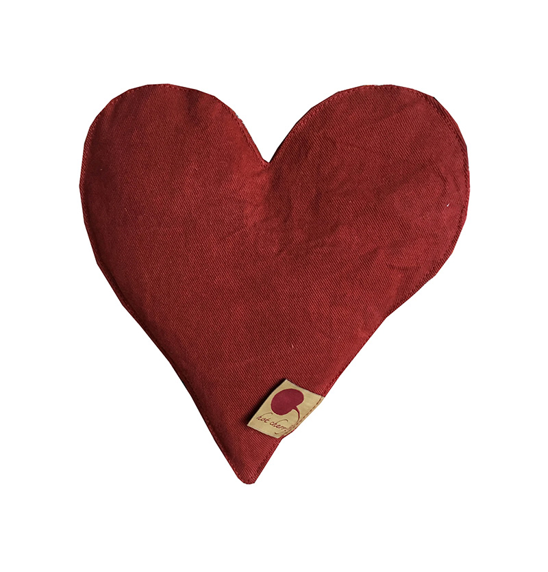 hot cherry heart pillow 