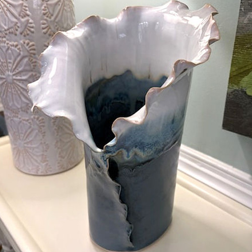 tall blue vase