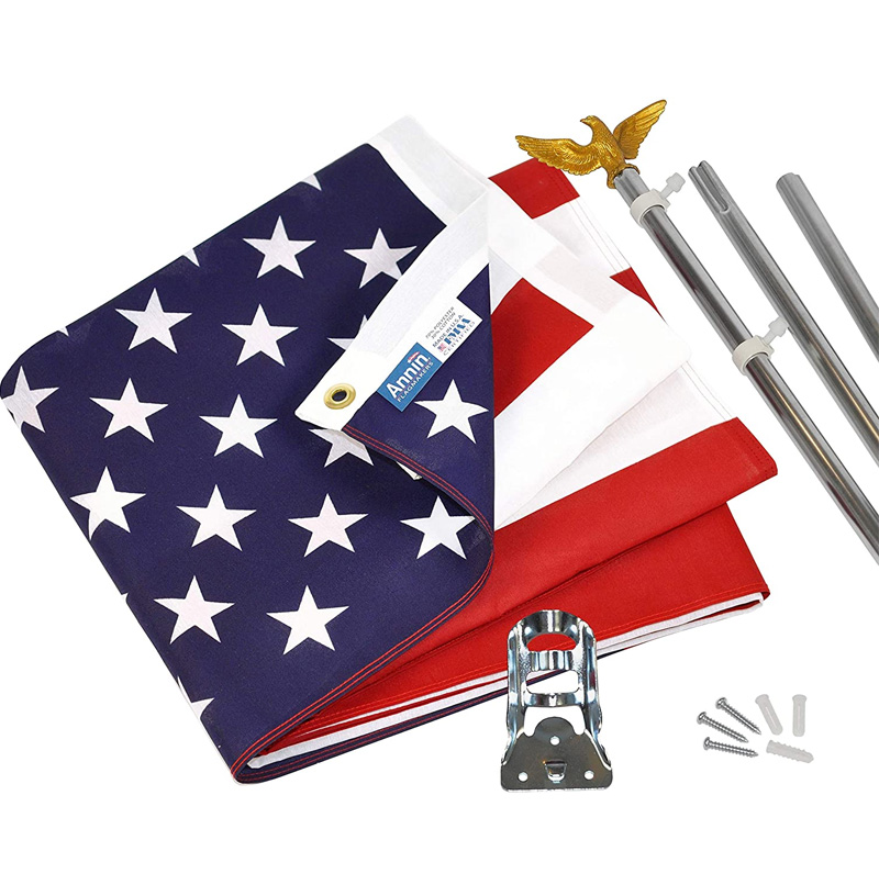 American USA Flag Kits 30”X16” on 30” Poles w Wall Brackets  1/Pk