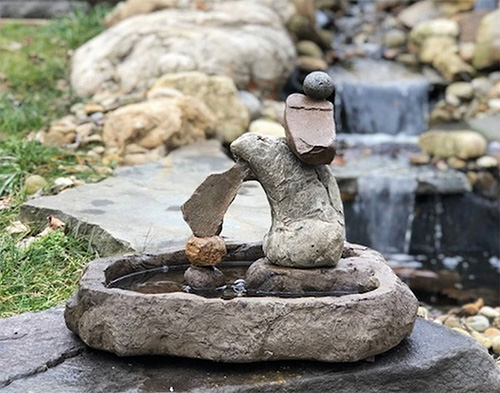 stones birdbath