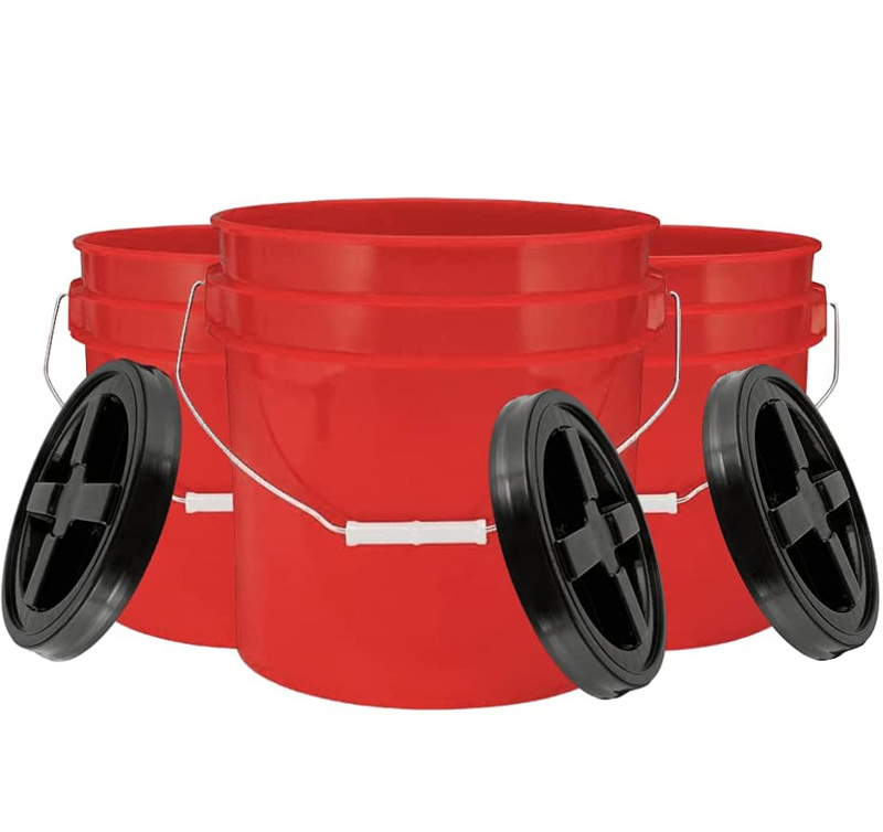 red buckets