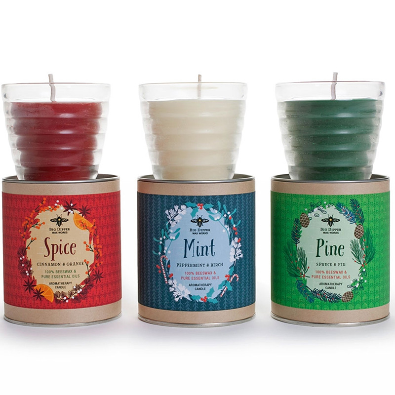 3 holiday candles