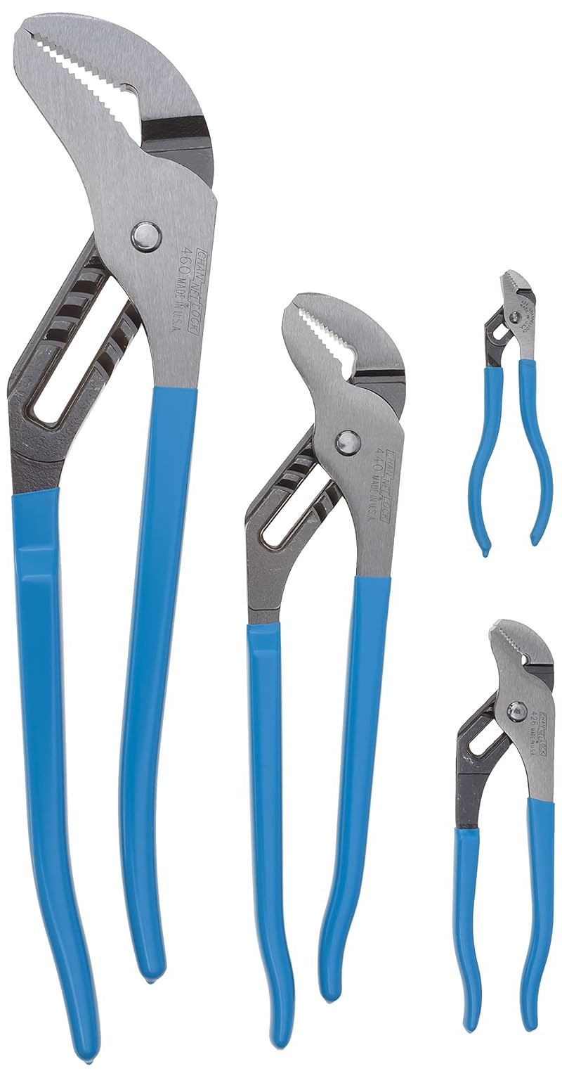 Channellock GL10 GripLock 1-3/4-Inch Jaw Capacity 9-1/2-Inch Utility Tongue  and Groove Plier, Blue, 2 Piece Set, 9.5, 12.5