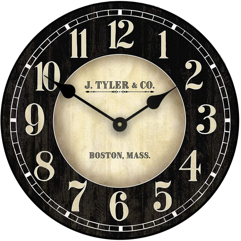 Galway Black Wall Clock Ultra Quiet Non ticking Home Decor 