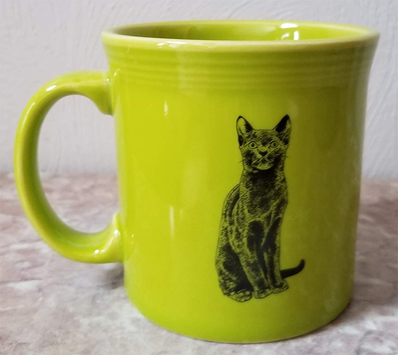 green cat mug