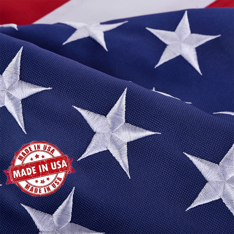 American Flag 3x5 FT Outdoor-100% Made In US-Heavy Duty US Flag with 50 Embroidered Stars and Anti-rust Brass Grommets USA Flag Built for Outdoor Use 