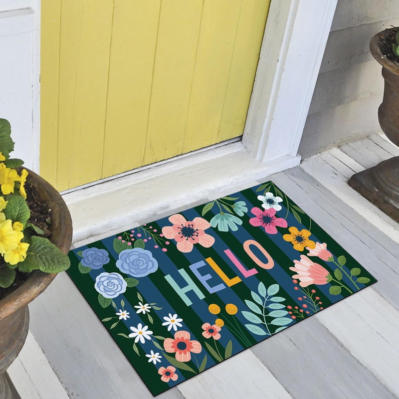 stripe shag doormat