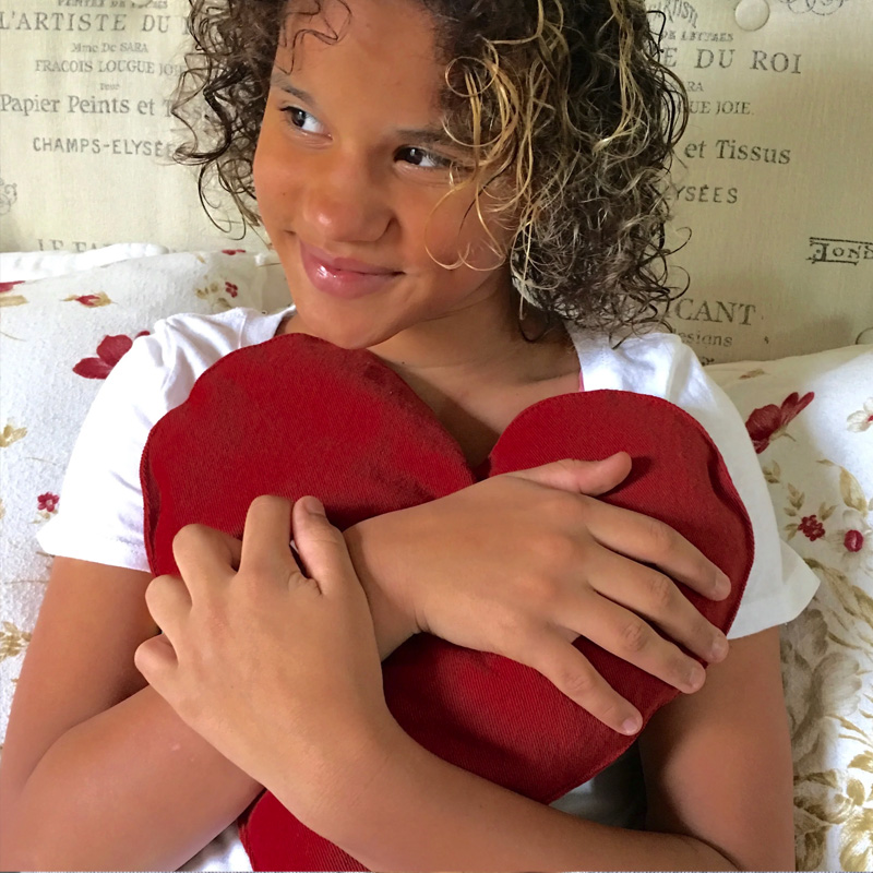 hot cherry heart pillow 