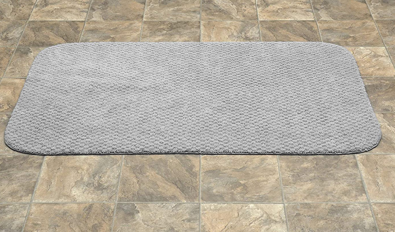 large grey bath rug