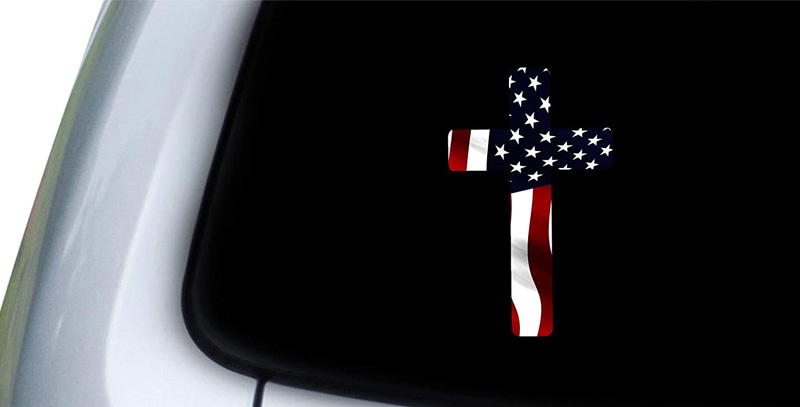 american flag cross sticker