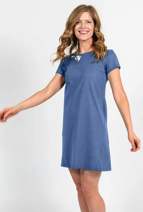 blue long sleeve dress